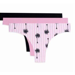 AOS NWT $45 S Pink/Black/Tropical Buttery Soft 3 Pack Thong